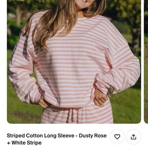 Striped Dusty Rose and White Long Sleeve Top